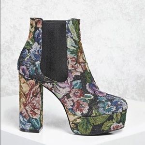 Floral Chunky Chelsea Booties